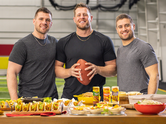 Three Watt brothers with Old El Paso table spread